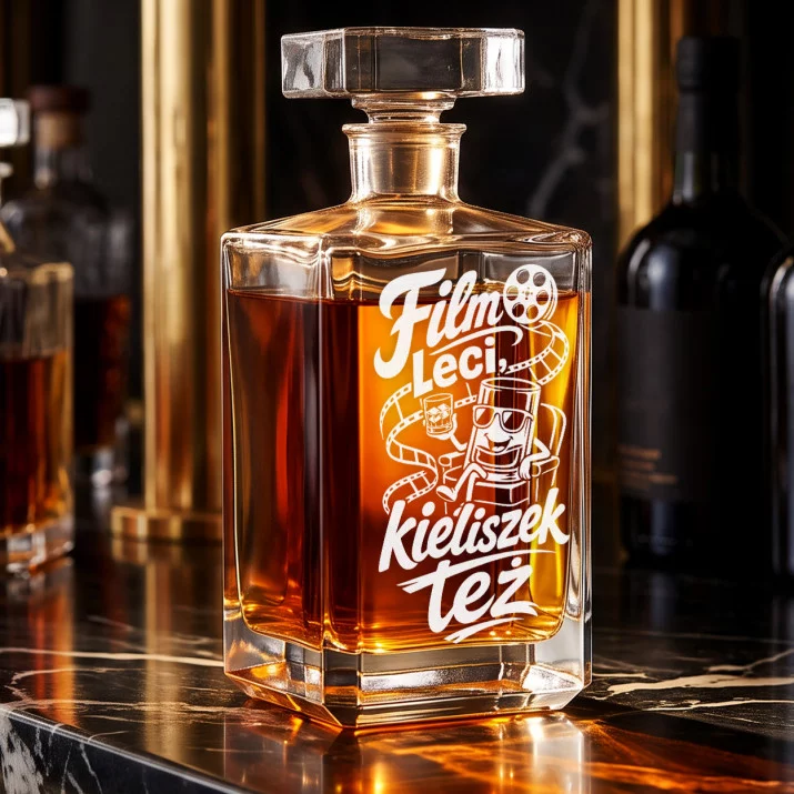 Karafka Do Whisky z Grawerem Dla Kinomaniaka Prezent: Kinowy Toast Karafka Do Whisky z Grawerem Dla Kinomaniaka Prezent: Kinowy Toast