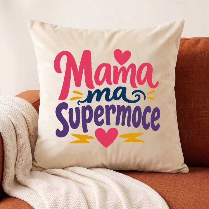 Poduszka Dekoracyjna Dla Mamy Prezent Na Dzień Mamy Dla Kobiety: Mama Z Supermocą Poduszka Dekoracyjna Dla Mamy Prezent Na Dzień Mamy Dla Kobiety: Mama Z Supermocą