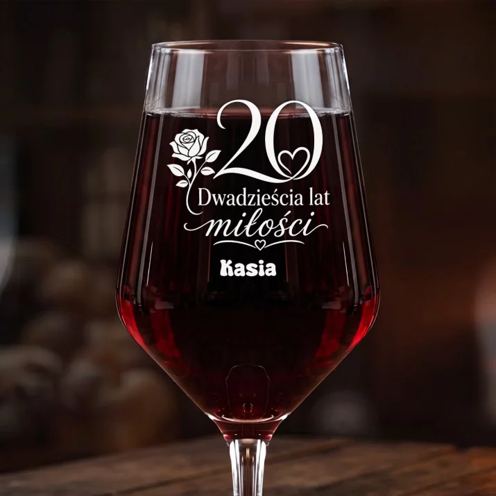 Mega Kieliszek Do Wina z Grawerem Na 20 Rocznicę Ślubu Prezent Dla Kobiety: 20 Lat Miłości