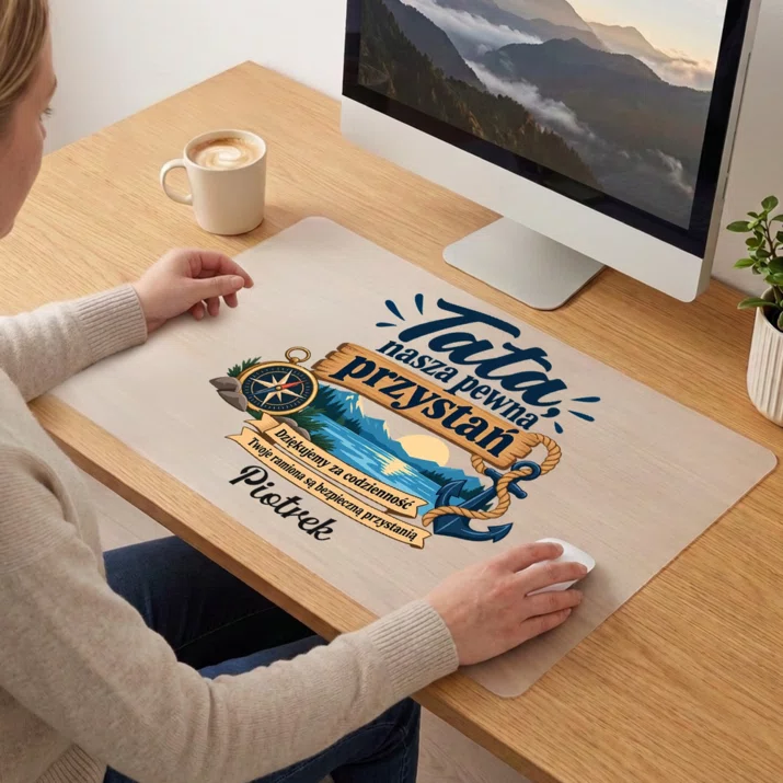 Podkładka Na Biurko 40x60cm Dla Taty Prezent Na Dzień Ojca Dla Mężczyzny: Tata, Nasza Pewna
