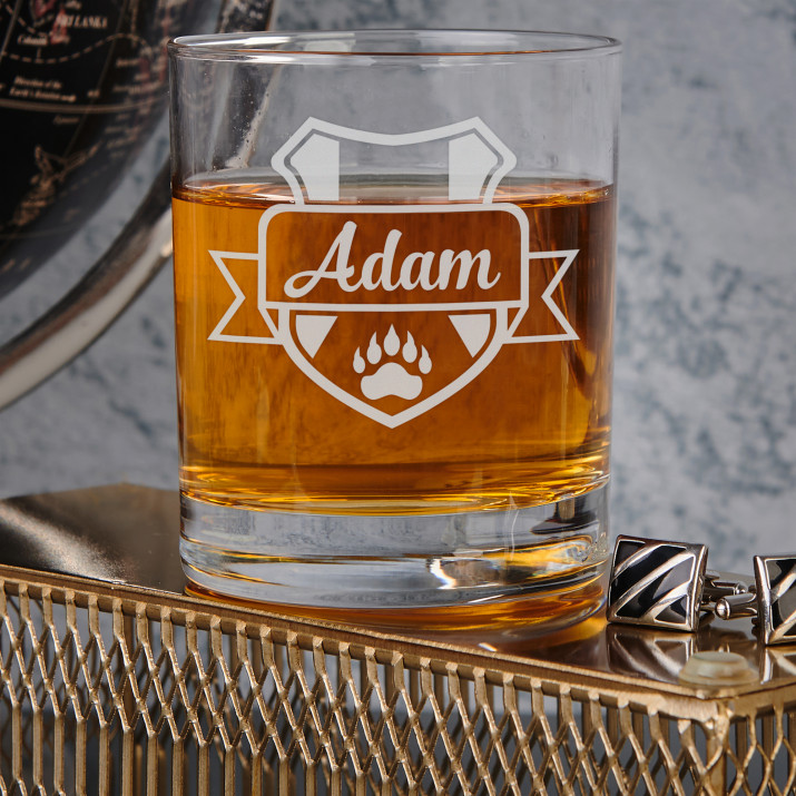 Herb + imię - Szklanka do whisky