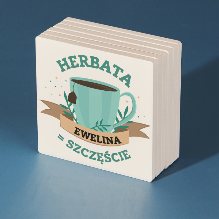 Herbata = szczęście - Podkładki ceramiczne pod kubek