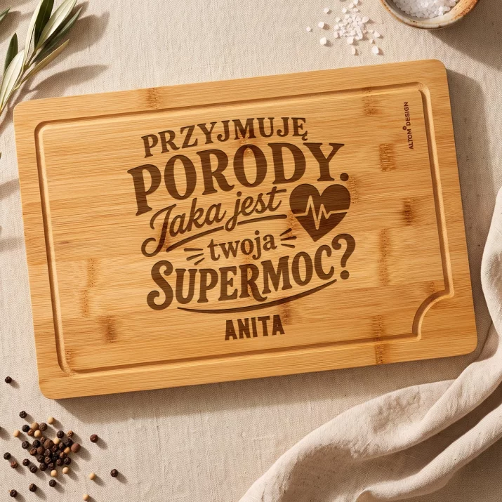 Deska Do Krojenia z Grawerem Dla Położnej Prezent Dla Kobiety: Przyjmuję Porody. Jaka Deska Do Krojenia z Grawerem Dla Położnej Prezent Dla Kobiety: Przyjmuję Porody. Jaka