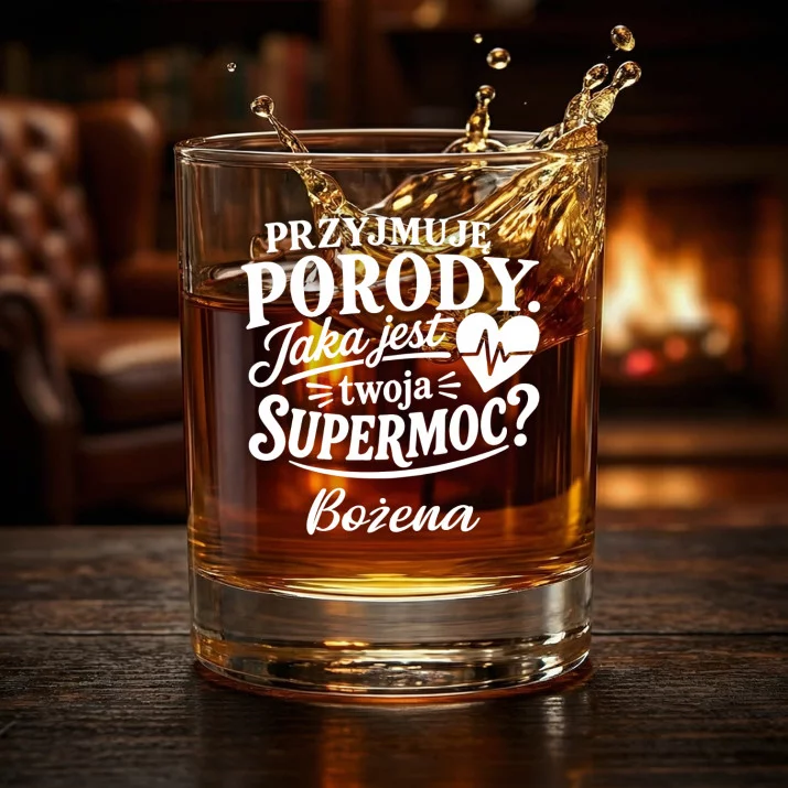 Szklanki Do Whisky z Grawerem Dla Położnej Prezent Dla Kobiety: Przyjmuję Porody. Jaka