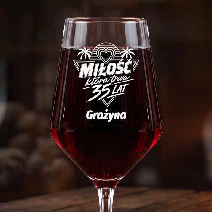 Mega Kieliszek Do Wina z Grawerem Na 35 Rocznice Ślubu Prezent Na Walentynki Dla Kobiety: Miłość 35 Lat Mega Kieliszek Do Wina z Grawerem Na 35 Rocznice Ślubu Prezent Na Walentynki Dla Kobiety: Miłość 35 Lat