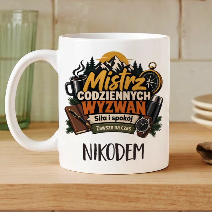Kubek Personalizowany Na Mikołajki Prezent Dla Mężczyzny: Mistrz Codziennych Wyzwań Kubek Personalizowany Na Mikołajki Prezent Dla Mężczyzny: Mistrz Codziennych Wyzwań