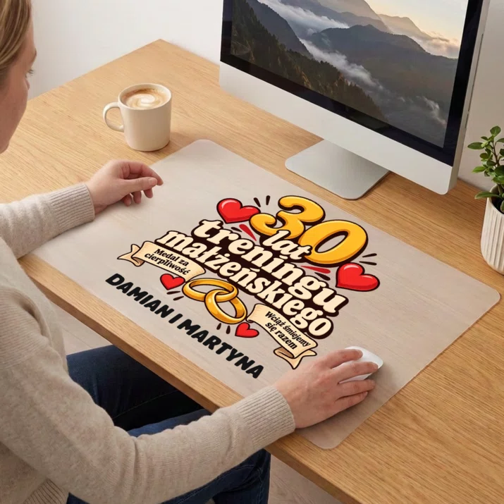 Podkładka Na Biurko 40x60cm Na 30 Lecie Ślubu Prezent Dla Pary: 30 Lat Treningu