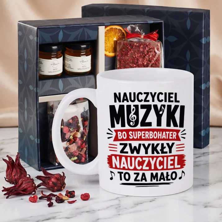 Zestaw Prezenowy Z Kubkiem Dla Nauczyciela Muzyki Na Dzień Nauczyciela: Superbohater Nauczyciel Muzyki