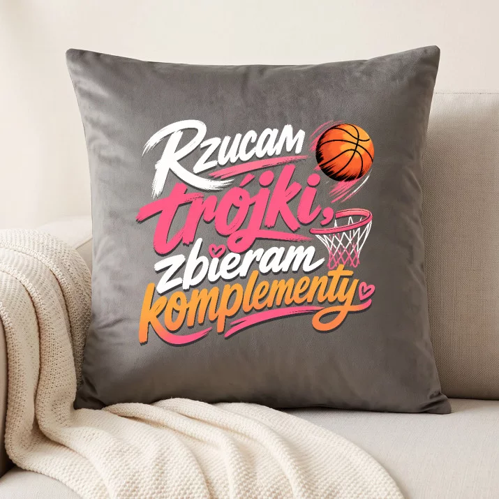 Poduszka Dekoracyjna Dla Koszykarki Prezent Dla Kobiety: Rzucam Trójki,