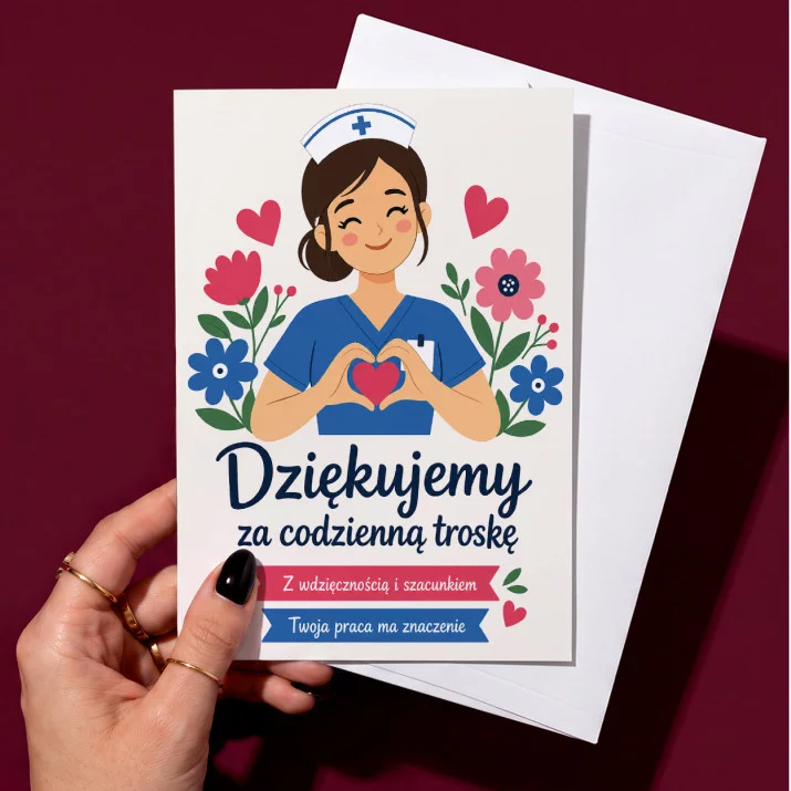 Kartka z Życzeniami Dla Pielęgniarki Dla Kobiety: Pielęgniarskie Serce Kartka z Życzeniami Dla Pielęgniarki Dla Kobiety: Pielęgniarskie Serce