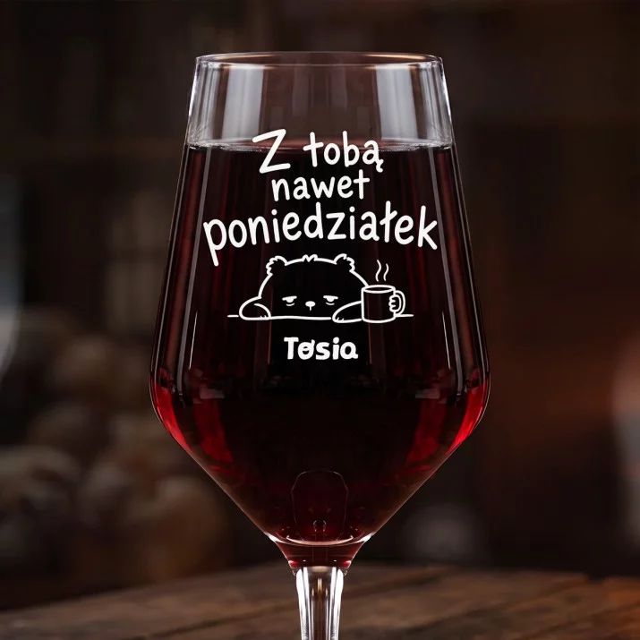Mega Kieliszek Do Wina z Grawerem Dla Koleżanki Prezent Dla Kobiety: Z Tobą Nawet Poniedziałek Mega Kieliszek Do Wina z Grawerem Dla Koleżanki Prezent Dla Kobiety: Z Tobą Nawet Poniedziałek