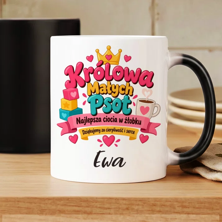Kubek Personalizowany Dla Cioci Ze Żłobka Prezent Dla Kobiety: Królowa Małych Psot