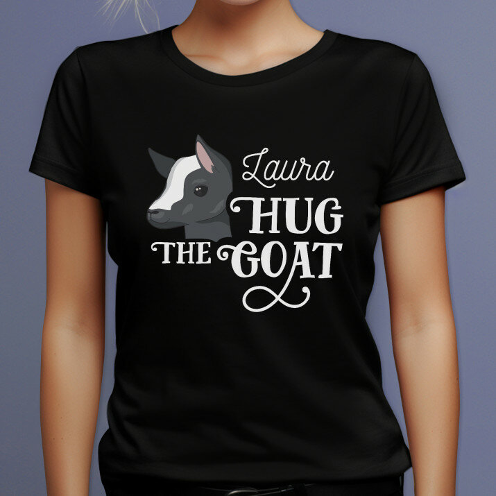 Hug the goat - Czarna koszulka damska