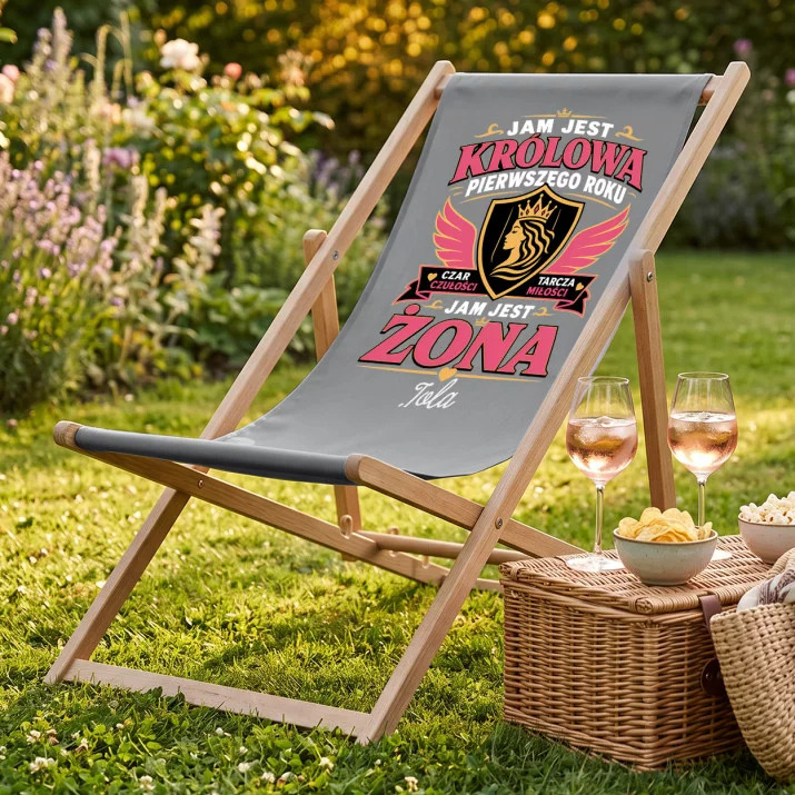 Leżak Z Nadrukiem Na 1 Rocznicę Ślubu Prezent Dla Kobiety: Jam Jest Królowa Leżak Z Nadrukiem Na 1 Rocznicę Ślubu Prezent Dla Kobiety: Jam Jest Królowa