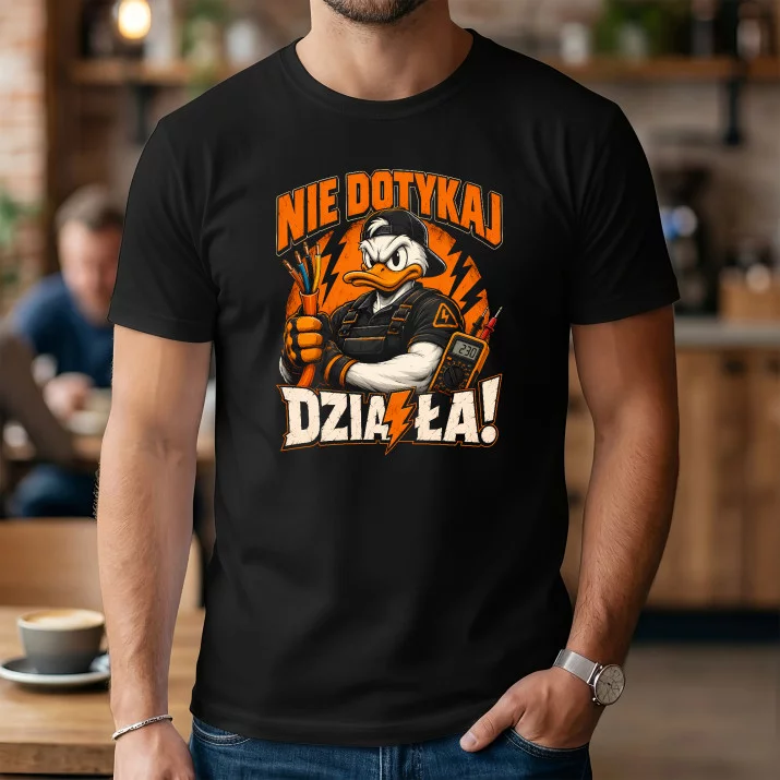 Koszulka Męska Dla Elektryka Prezent Dla Mężczyzny: Nie Dotykaj Działa