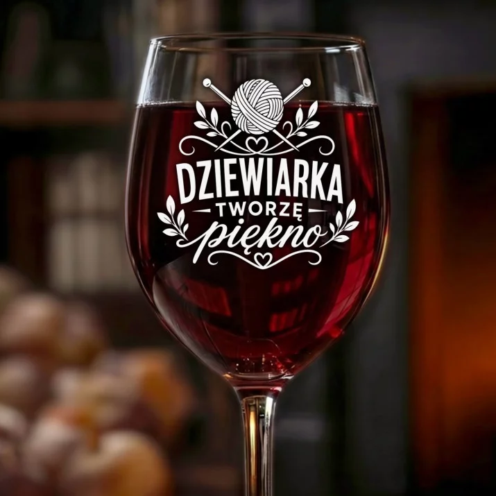 Kieliszek Do Wina Dla Dziewiarki Prezent Dla Kobiety: Dziewiarka - Tworzę Piękno Kieliszek Do Wina Dla Dziewiarki Prezent Dla Kobiety: Dziewiarka - Tworzę Piękno