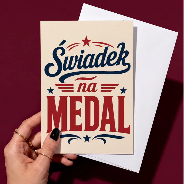 Kartka z Życzeniami Dla Świadka Dla Mężczyzny: Medalowy Świadek Kartka z Życzeniami Dla Świadka Dla Mężczyzny: Medalowy Świadek
