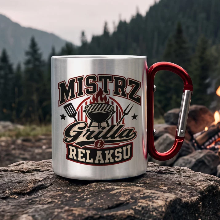 Kubek Metalowy z Karabińczykiem Dla Faceta Prezent Dla Mężczyzny: Grillowy Vintage Styl Kubek Metalowy z Karabińczykiem Dla Faceta Prezent Dla Mężczyzny: Grillowy Vintage Styl