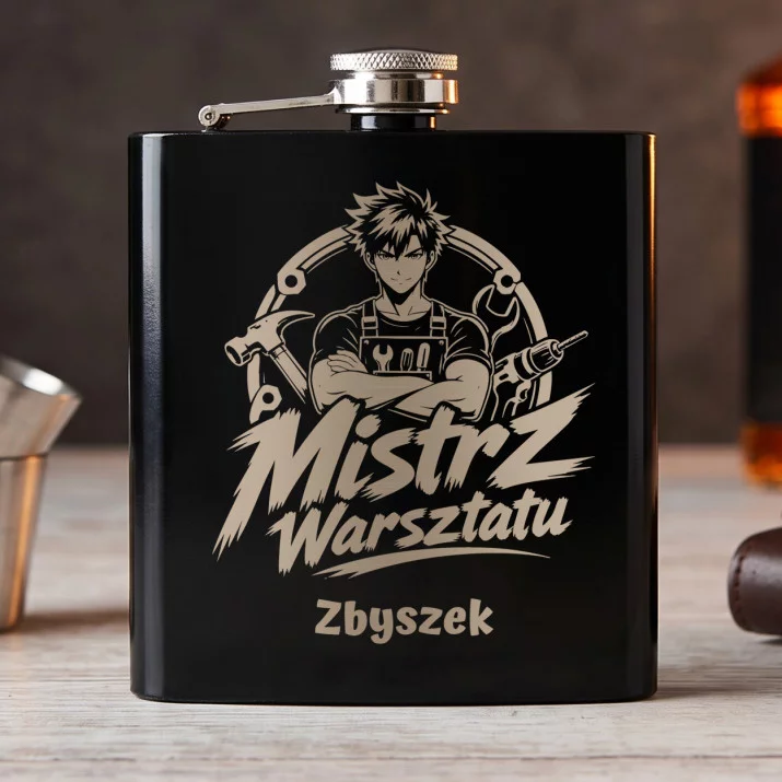 Piersiówka z Grawerem Dla Majsterkowicza Prezent Dla Mężczyzny: Mistrz Warsztatu