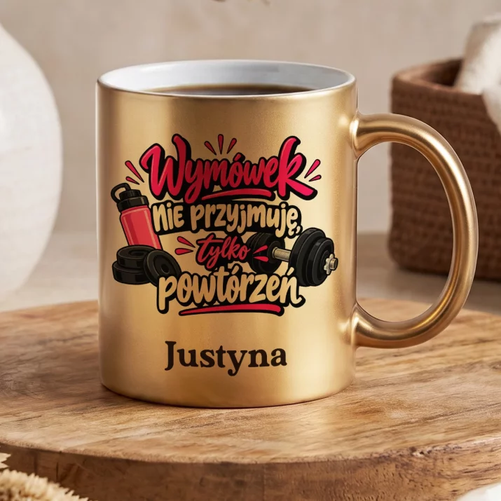 Złoty Kubek Dla Trenerki Personalnej Prezent Dla Kobiety: Wymówek Nie Przyjmuję