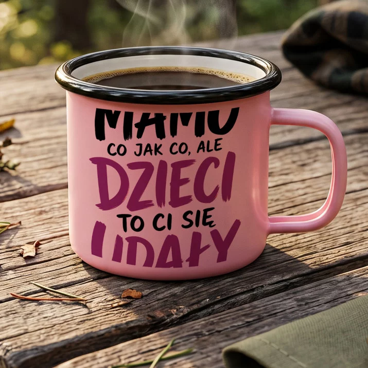 Kubek Emaliowany Dla Mamy Prezent Na Dzień Mamy Dla Kobiety: Mamo Dzieci To Ci Się Kubek Emaliowany Dla Mamy Prezent Na Dzień Mamy Dla Kobiety: Mamo Dzieci To Ci Się