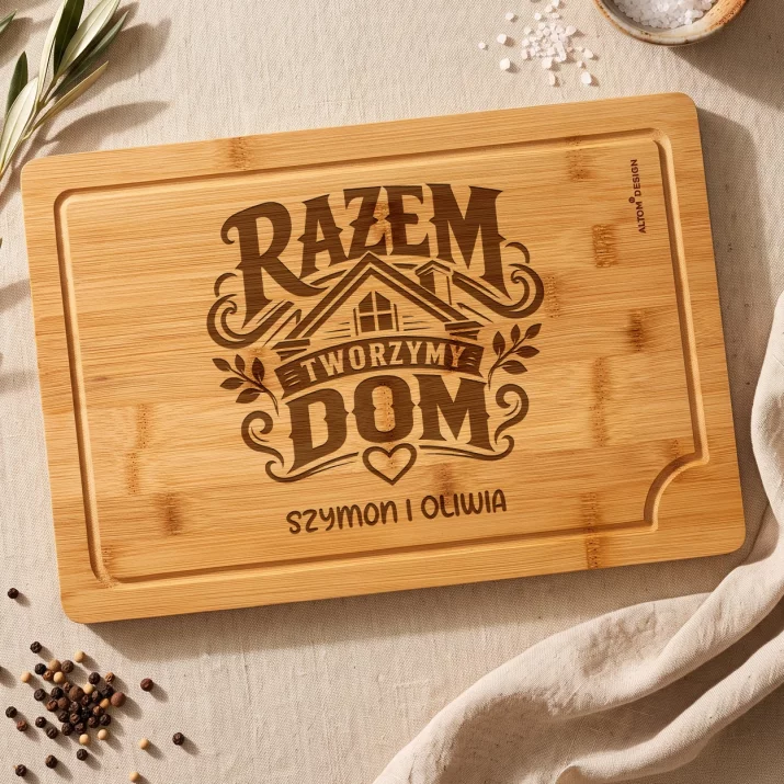 Deska Do Krojenia z Grawerem Dla Małżeństwa Prezent Dla Pary: Razem Tworzymy Dom Deska Do Krojenia z Grawerem Dla Małżeństwa Prezent Dla Pary: Razem Tworzymy Dom