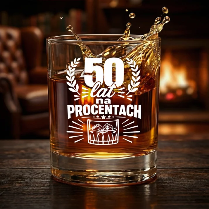 Szklanka Do Whisky Na 50 Urodziny Prezent Dla Mężczyzny: 50 Lat Na Procentach Szklanka Do Whisky Na 50 Urodziny Prezent Dla Mężczyzny: 50 Lat Na Procentach
