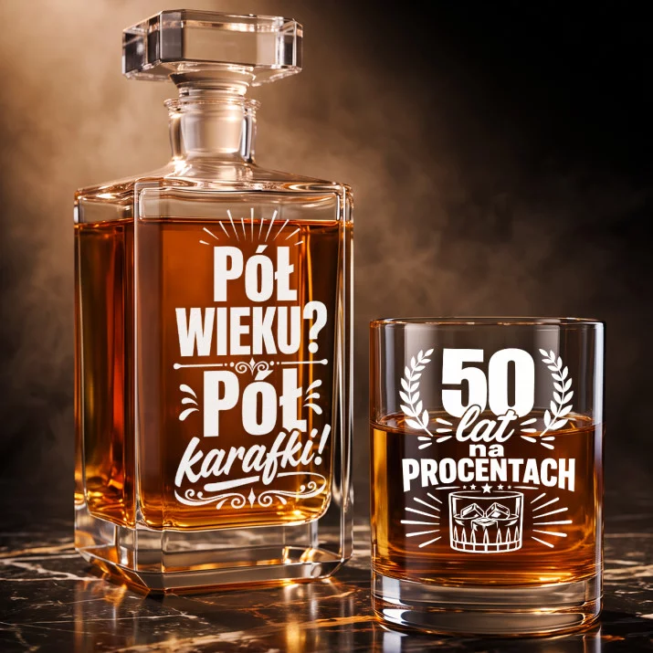 Zestaw Do Whisky Na 50 Urodziny Prezent Dla Mężczyzny: Pół Wieku? Pół Karafki! Zestaw Do Whisky Na 50 Urodziny Prezent Dla Mężczyzny: Pół Wieku? Pół Karafki!