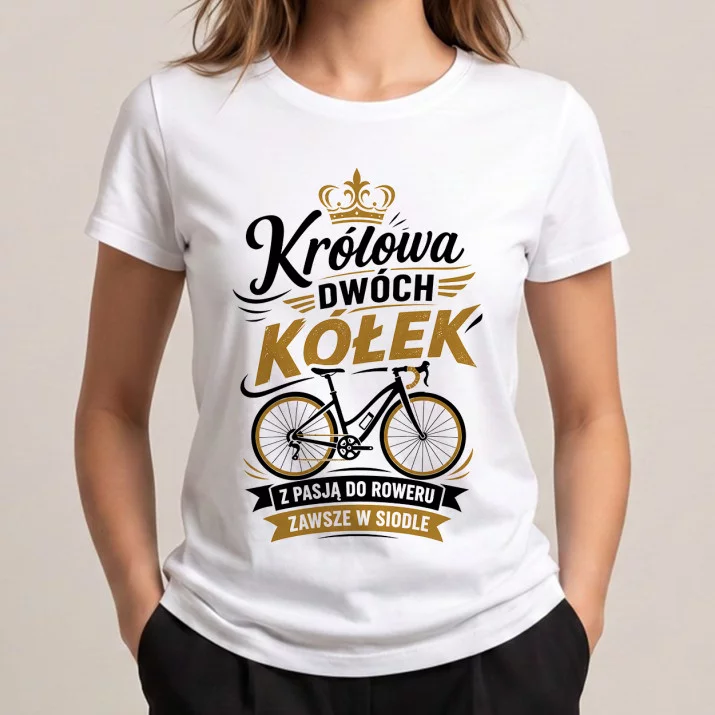 Koszulka Damska Biała Dla Rowerzystki Prezent Dla Kobiety: Rowerowa Elegancja