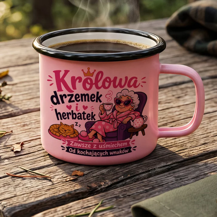 Kubek Emaliowany Dla Starszej Babci Prezent Na Dzień Babci Dla Kobiety: Królowa Drzemek