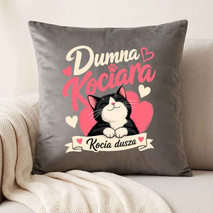 Poduszka Dekoracyjna Dla Kociary Prezent Dla Kobiety: Dumna Kociara