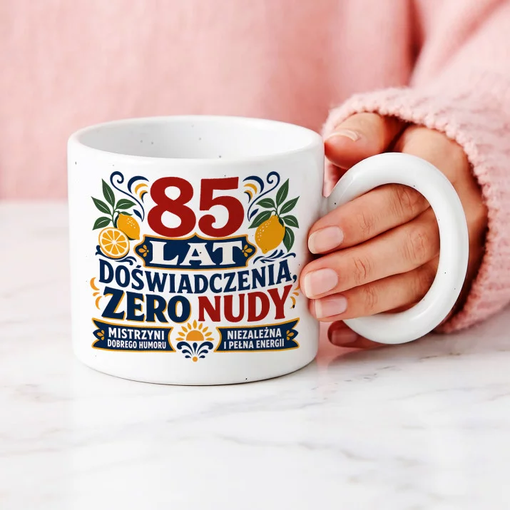Kubek Z Okrągłym Uchem Dla 85 Latki Prezent Na 85 Urodziny Dla Kobiety: Śródziemnomorska Retro