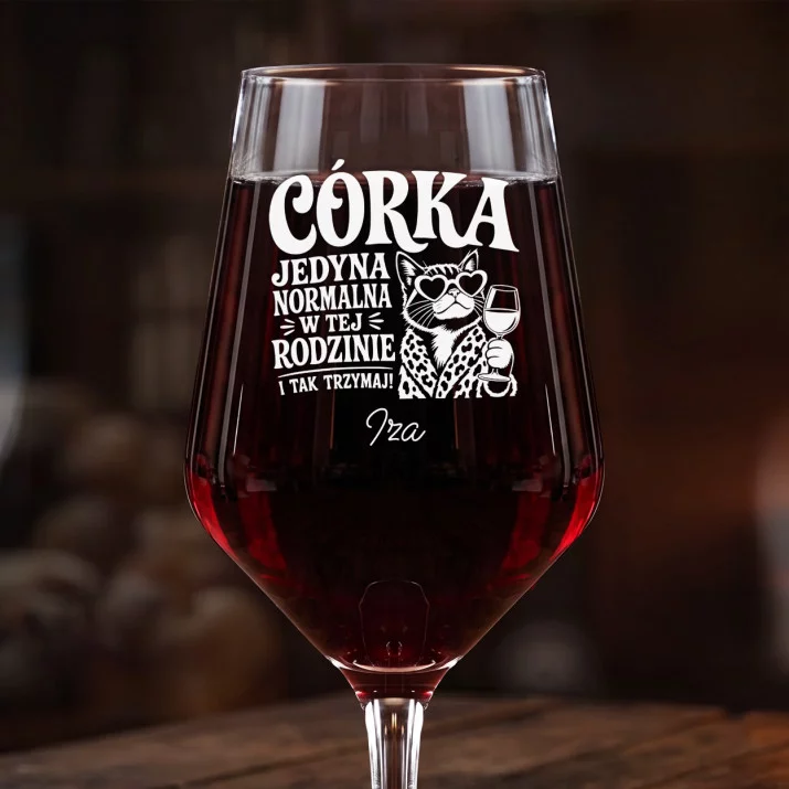 Mega Kieliszek Do Wina z Grawerem Dla Córki Prezent Dla Kobiety: Córka Jedyna Normalna Mega Kieliszek Do Wina z Grawerem Dla Córki Prezent Dla Kobiety: Córka Jedyna Normalna