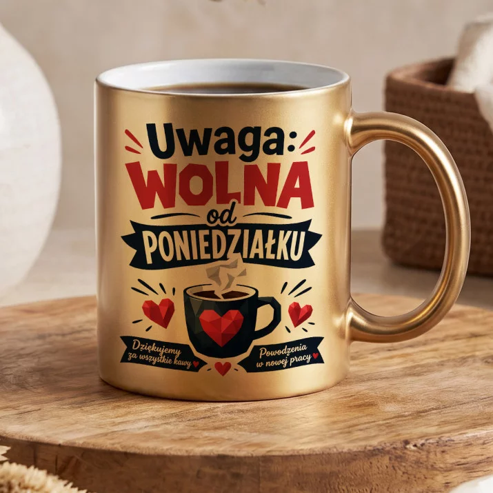 Złoty Kubek Na Pożegnanie Koleżanki Z Pracy Prezent Dla Kobiety: Odejście Z Uśmiechem