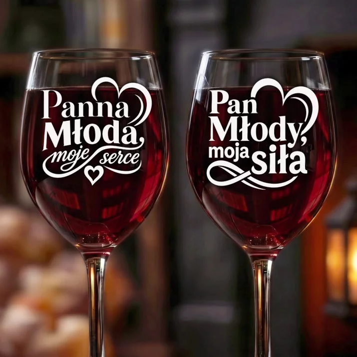 Dwa Kieliszki Do Wina Dla Pary Młodej Prezent Na Ślub Dla Pary: Zestaw Młodej Pary Dwa Kieliszki Do Wina Dla Pary Młodej Prezent Na Ślub Dla Pary: Zestaw Młodej Pary