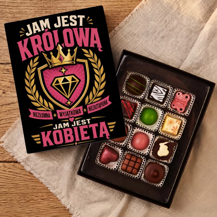 Czekoladki Na Urodziny Prezent Dla Kobiety: Jam Jest Królową Czekoladki Na Urodziny Prezent Dla Kobiety: Jam Jest Królową