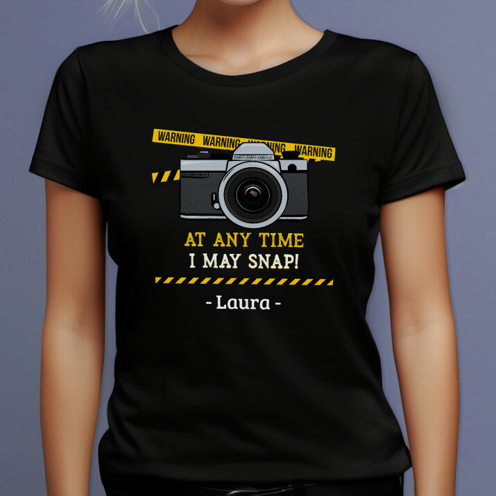 I may snap - Czarna koszulka damska