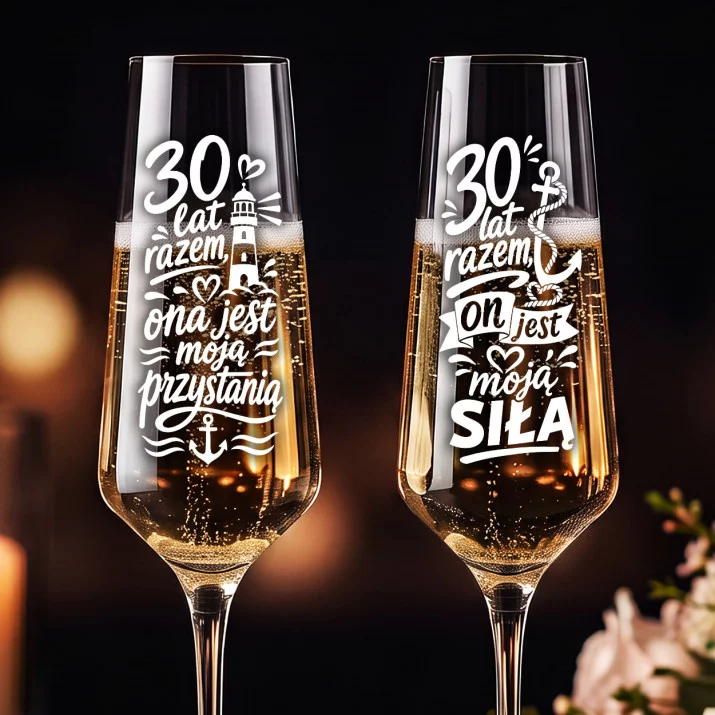 Dwa Kieliszki Do Szampana Na 30 Lecie Ślubu Prezent Dla Pary: 30 Lat Razem Dwa Kieliszki Do Szampana Na 30 Lecie Ślubu Prezent Dla Pary: 30 Lat Razem