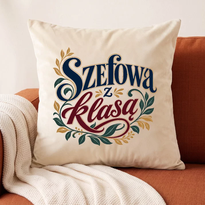 Poduszka Dekoracyjna Dla Szefowej Prezent Dla Kobiety: Botaniczna Elegancja Poduszka Dekoracyjna Dla Szefowej Prezent Dla Kobiety: Botaniczna Elegancja