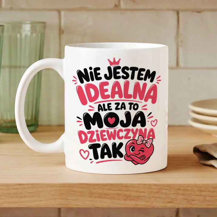 Kubek Z Nadrukiem Dla Partnerki Prezent Na Walentynki Dla Kobiety: Moja Dziewczyna Idealna Kubek Z Nadrukiem Dla Partnerki Prezent Na Walentynki Dla Kobiety: Moja Dziewczyna Idealna