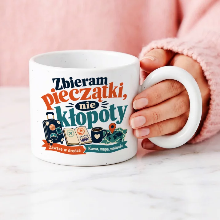 Kubek Z Okrągłym Uchem Dla Podróżniczki Prezent Dla Kobiety: Podróżniczka Retro Kubek Z Okrągłym Uchem Dla Podróżniczki Prezent Dla Kobiety: Podróżniczka Retro