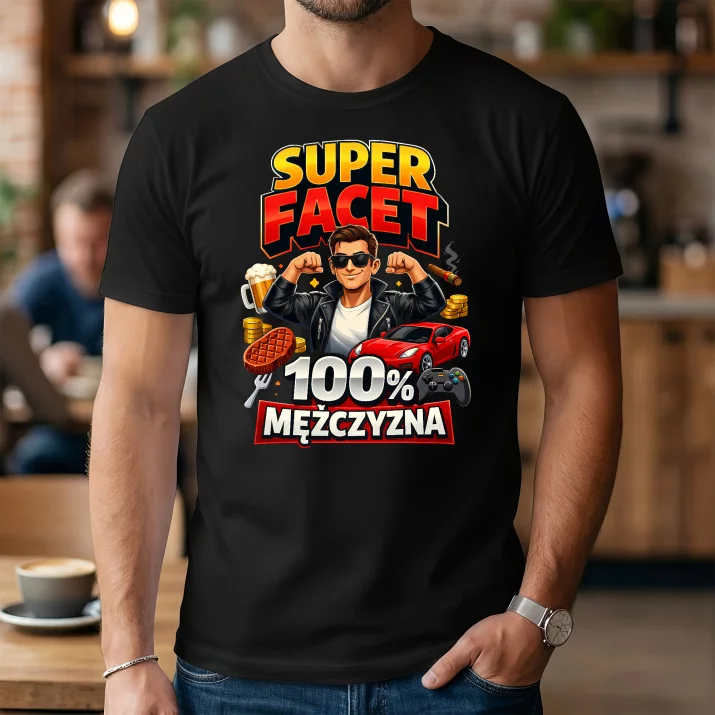 Koszulka Męska Na Dzień Mężczyzny Prezent Dla Mężczyzny: 100% Mężczyzna