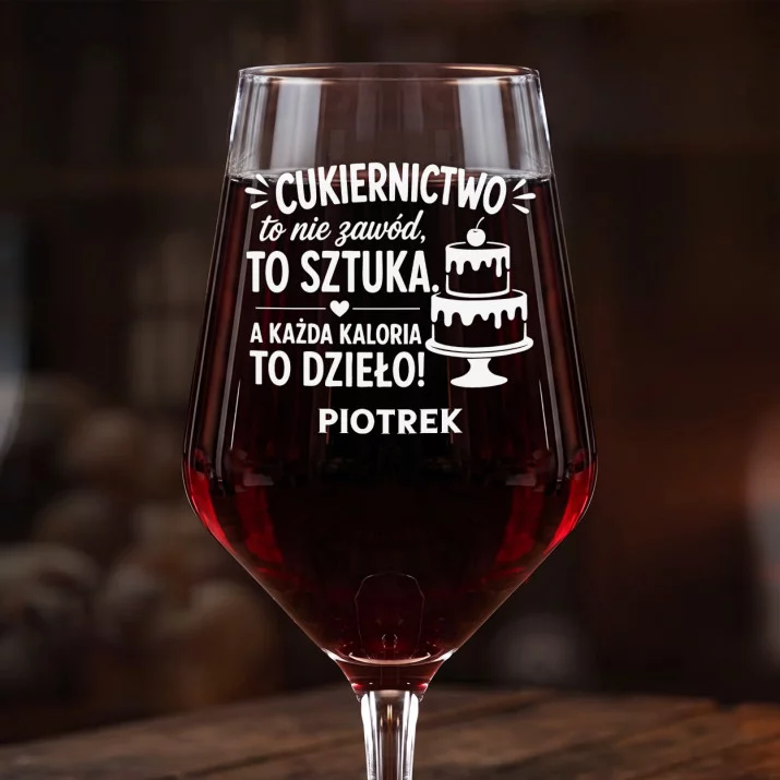 Mega Kieliszek Do Wina z Grawerem Dla Cukiernika Prezent Dla Mężczyzny: Cukiernictwo To Sztuka Mega Kieliszek Do Wina z Grawerem Dla Cukiernika Prezent Dla Mężczyzny: Cukiernictwo To Sztuka
