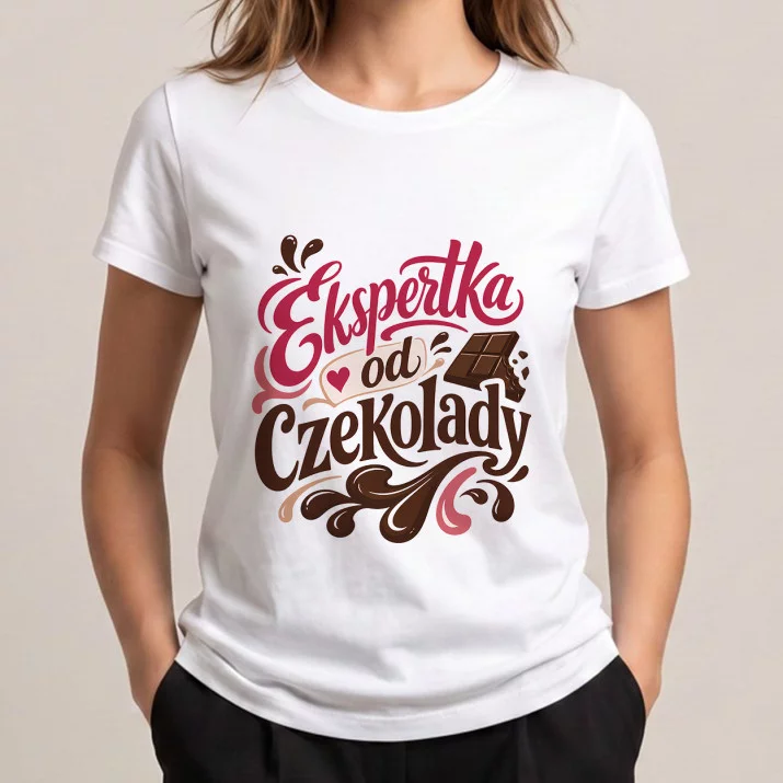 Koszulka Damska Biała Na Wielkanoc Prezent Dla Kobiety: Czekoladowy Humor