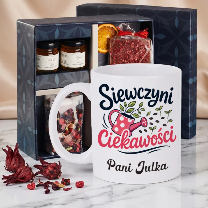 Zestaw Prezenowy z Kubkiem Dla Wychowawczyni Dla Kobiety: Siewczyni Ciekawości Zestaw Prezenowy z Kubkiem Dla Wychowawczyni Dla Kobiety: Siewczyni Ciekawości