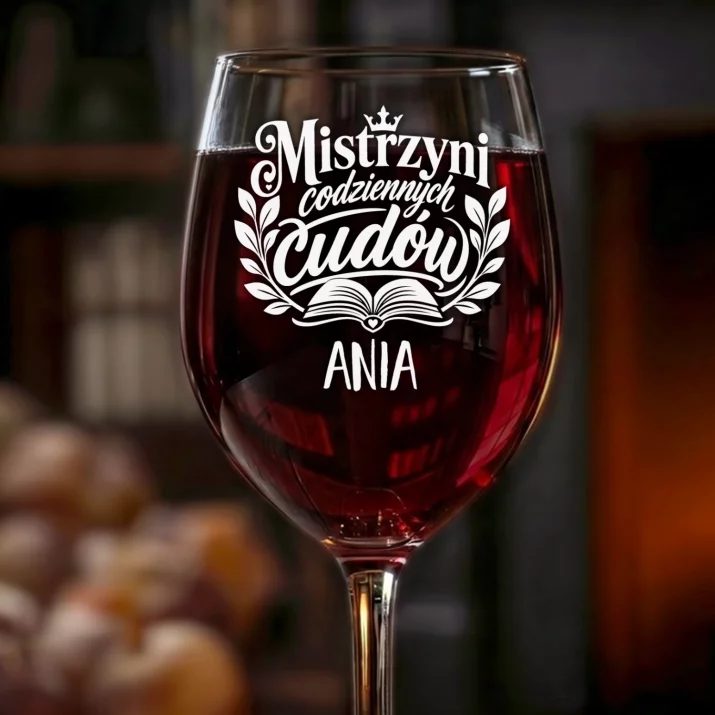 Kieliszek Do Wina z Grawerem Dla Nauczycielki Prezent Na Dzień Nauczyciela Dla Kobiety: Mistrzyni Codziennych