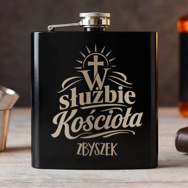 Piersiówka z Grawerem Dla Księdza Prezent Dla Mężczyzny: W Służbie Kościoła Piersiówka z Grawerem Dla Księdza Prezent Dla Mężczyzny: W Służbie Kościoła
