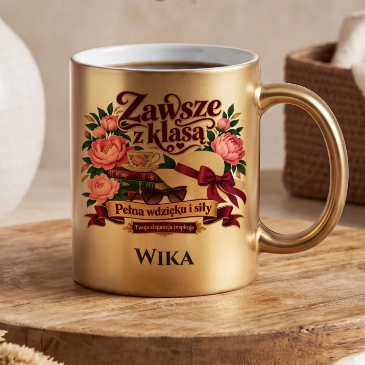 Złoty Kubek Dla Starszej Kobiety Prezent Dla Kobiety: Zawsze Z Klasą