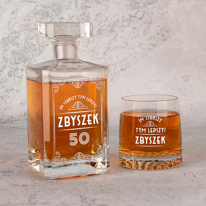  im starszy tym lepszy - Zestaw Grawerowana Karafka 0,7 i Szklanki Do Whisky