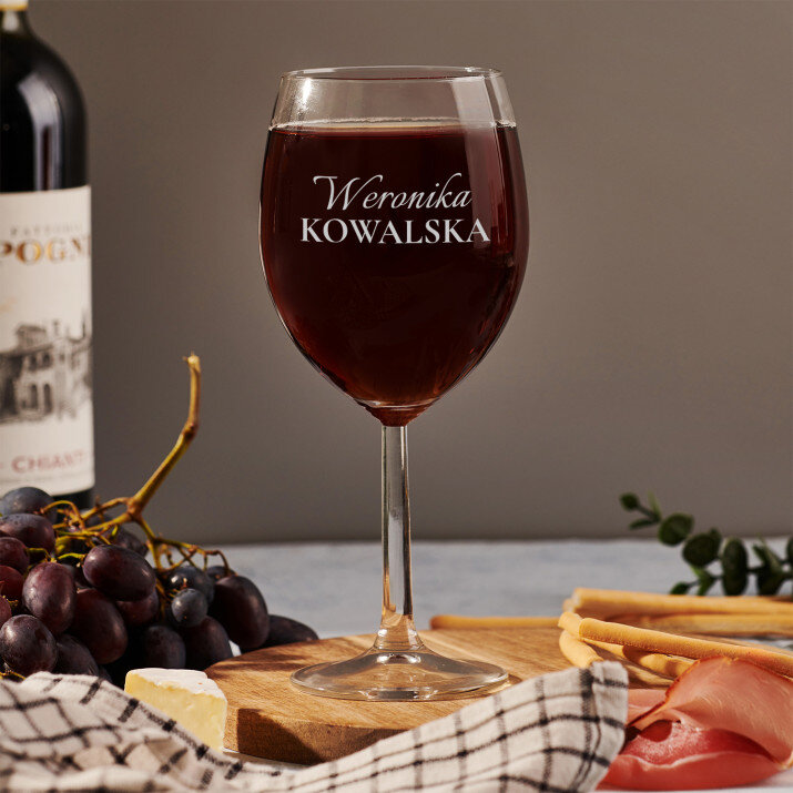 Imię i nazwisko - Grawerowany Kieliszek do wina